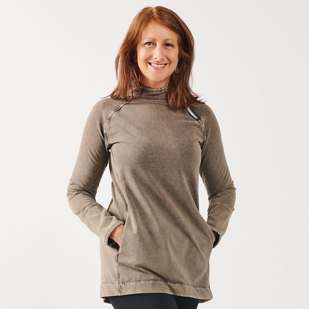 Maggie's Organics Black Distessed zip neck tunic
